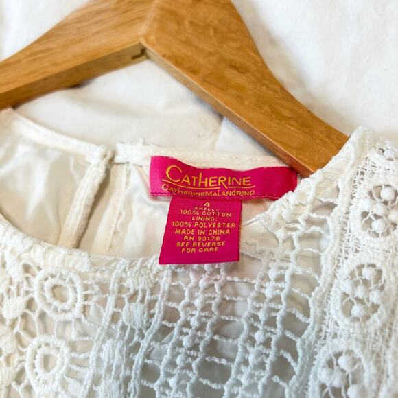 Catherine Malandrino White Lace Handkerchief Hem Garden Party Dress Size 4 - Picture 5 of 10